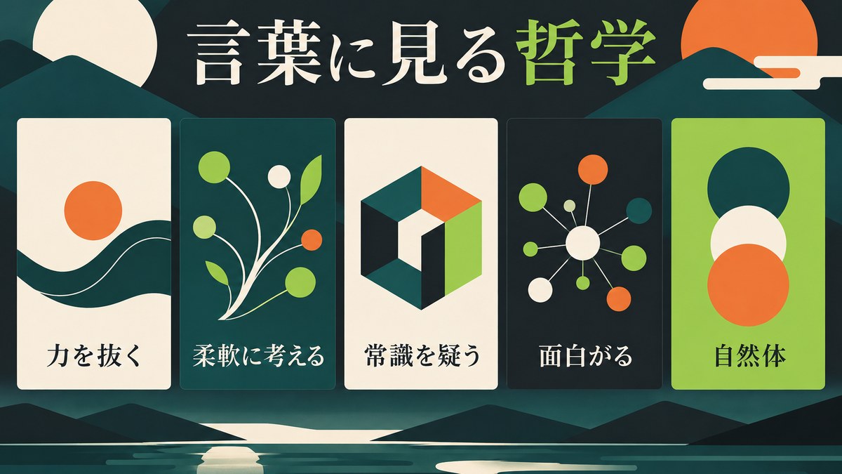 タモリの言葉に見る哲学を脱力・柔軟さ・常識への問い・好奇心・自然体で示す画像