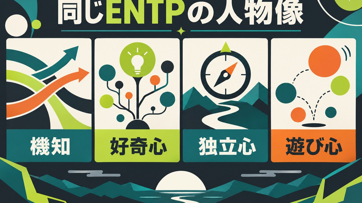 ENTPの人物像に見られる機知・好奇心・独立心・遊び心を示す画像